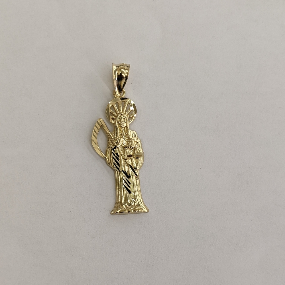 14kt Real Gold Santa Muerte Pendant
